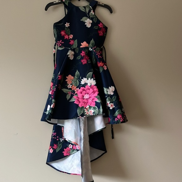 Navy floral high-lo dress - Picture 2 of 5